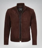 Men’s Top Notch Dark Brown Suede Jacket Premium Real Suede Zip Style - Image 3