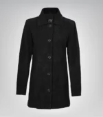 Women’s Black Suede Button-Down Coat 3/4 Length Real Suede Jacket - Image 3