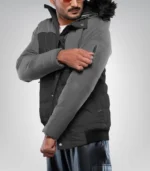 Walter Men’s Duck Down Dark Gray Puffer Jacket with Hood 700 Fill Power Insulated Winter Coat - Image 3