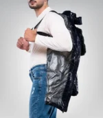 Carlos Men’s Duck Down Navy Blue Puffer Jacket with Hood 700 Fill Power Insulated Winter Coat - Image 3