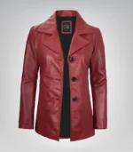 Women’s premium red lambskin leather blazer jacket