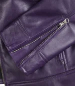 Stylish Dodge women’s purple lambskin leather biker jacket design