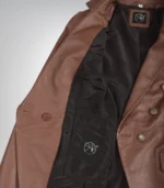 Stylish women’s cognac leather blazer crafted from lambskin