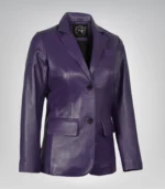 Stylish women’s purple leather blazer crafted from lambskin