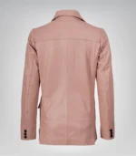 Stylish women’s pink leather blazer crafted from lambskin