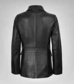 Stylish women’s black leather blazer crafted from lambskin