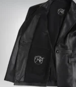 Stylish women’s black leather blazer made from lambskin
