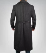 Men’s Double-Breasted Gray Wool Detective Coat with Wide Lapel - Image 4