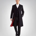 Men’s Dark Blue Wool Overcoat Twelfth Doctor Style Winter Car Coat