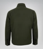 Stylish men’s olive green wool military jacket with zip-up design