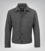 Stylish Kevin men’s gray wool button-up jacket with tailored fit