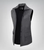 Lester Men Black and Gray Reversible Wool Vest - Image 4
