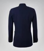 Women’s Navy Blue Wool Blazer with Notch Lapel Single Button Tailored Jacket - Image 4