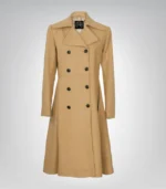 The Commander Women’s Beige Double-Breasted Wool Trench Coat Long Tailored Winter Coat - Image 4