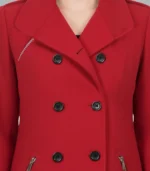 Scarlet Women’s Red Double-Breasted Wool Peacoat - Image 4
