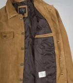 Men’s Real Suede Tan Trucker Jacket Classic Button Front Style - Image 4
