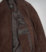 Men’s Dark Brown Real Suede Bomber Jacket Classic Zip Front Style - Image 4
