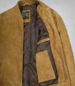 Men’s Light Brown Real Suede Bomber Jacket Classic Zip Front Style - Image 4