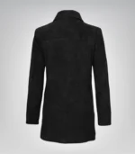 Women’s Black Suede Button-Down Coat 3/4 Length Real Suede Jacket - Image 4