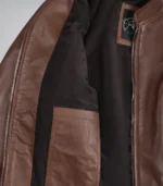 Stylish women’s cognac waxed leather motorcycle jacket