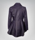 Premium women’s purple peplum leather jacket with frock-inspired look