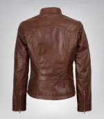 Stylish Acerra women’s slim-fit leather biker jacket design