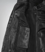 Stylish women’s black leather motorcycle jacket