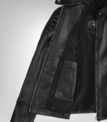 Classic-style women’s black leather biker jacket