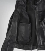 Premium women’s black leather motorcycle jacket with quilted accents