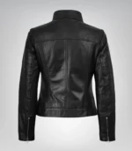 Women’s premium black motorcycle-style leather jacket