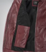 Women’s real leather jacket in burgundy with tailored fit