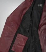 Women’s real leather biker jacket in maroon with belt