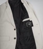Men’s genuine off-white leather notch lapel blazer