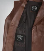 Stylish women’s cognac leather blazer crafted from lambskin