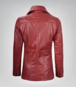 Women’s genuine red lambskin leather blazer