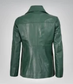 Stylish women’s green leather blazer crafted from lambskin