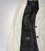 Stylish women’s off-white leather blazer crafted from lambskin