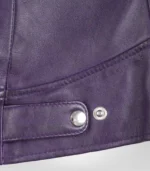 Dodge women’s genuine purple lambskin leather biker jacket