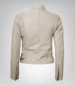 Women’s genuine beige leather biker jacket – Dodge design
