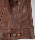 Women’s genuine cognac-toned leather biker jacket