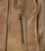 Women’s genuine camel brown leather biker jacket