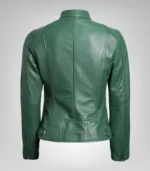 Women’s real leather motorcycle jacket in green