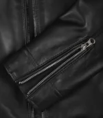 Women’s real leather motorcycle jacket in classic black finish