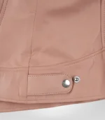 Women’s premium leather biker jacket in light pink finish