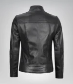 Trendy women’s black bomber jacket in real leather with detachable hood