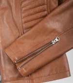 Tan Women’s Slim-Fit Premium Leather Jacket - Image 5