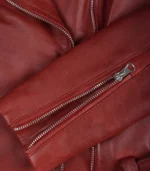 Real leather women’s belted biker jacket