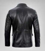 Men’s Two-Button Black Leather Blazer with Notch Lapel - Image 5