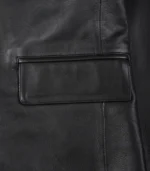 Men’s Two-Button Black Leather Blazer with Notch Lapel - Image 5