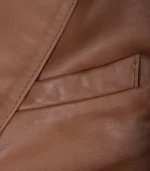 Men’s genuine cognac leather two-button blazer with notch lapel